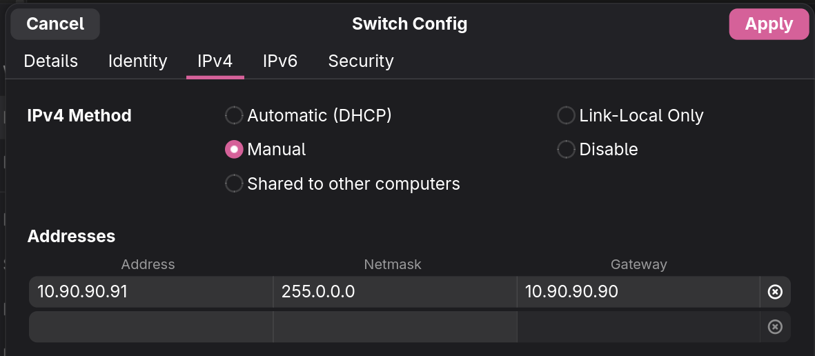 設定電腦與交換器連線